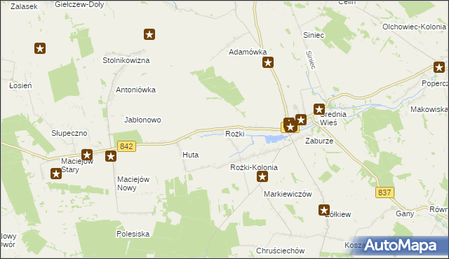 mapa Rożki gmina Żółkiewka, Rożki gmina Żółkiewka na mapie Targeo