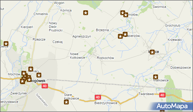 mapa Rozkochów gmina Walce, Rozkochów gmina Walce na mapie Targeo