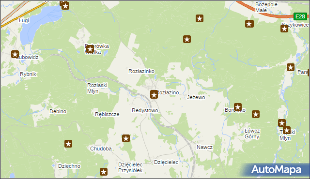 mapa Rozłazino gmina Łęczyce, Rozłazino gmina Łęczyce na mapie Targeo