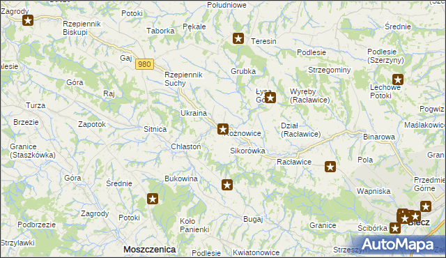 mapa Rożnowice gmina Biecz, Rożnowice gmina Biecz na mapie Targeo