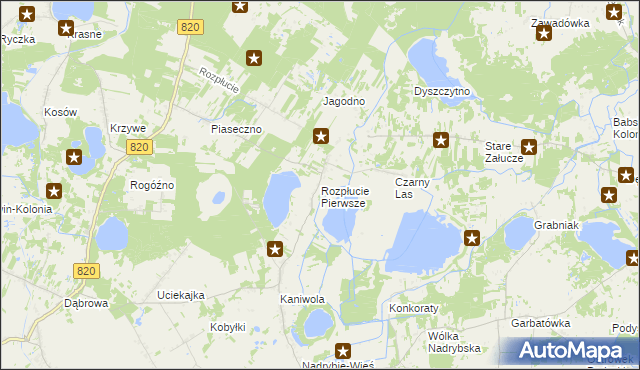 mapa Rozpłucie Pierwsze, Rozpłucie Pierwsze na mapie Targeo