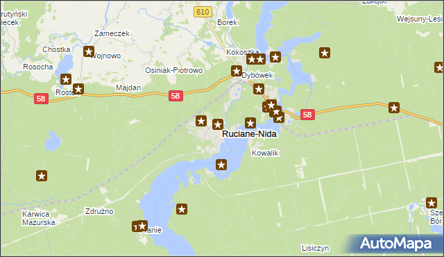 mapa Ruciane-Nida, Ruciane-Nida na mapie Targeo