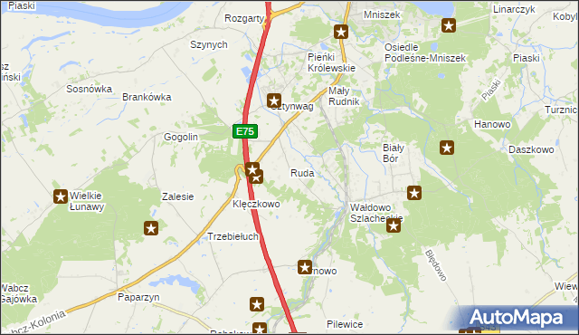 mapa Ruda gmina Grudziądz, Ruda gmina Grudziądz na mapie Targeo