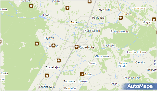 mapa Ruda-Huta, Ruda-Huta na mapie Targeo