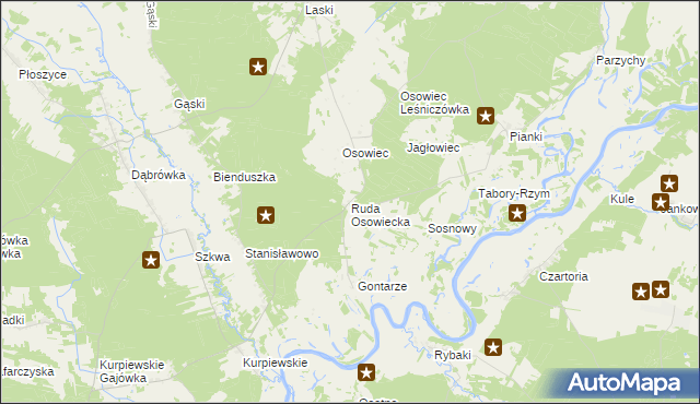 mapa Ruda Osowiecka, Ruda Osowiecka na mapie Targeo