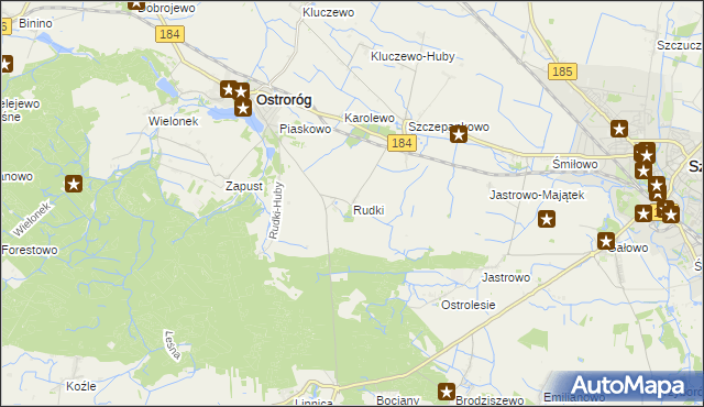 mapa Rudki gmina Ostroróg, Rudki gmina Ostroróg na mapie Targeo