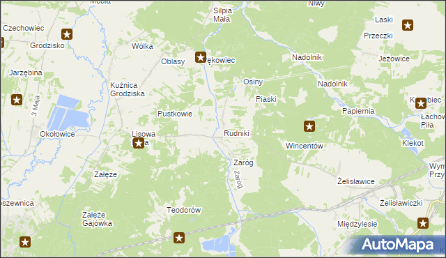 mapa Rudniki gmina Koniecpol, Rudniki gmina Koniecpol na mapie Targeo