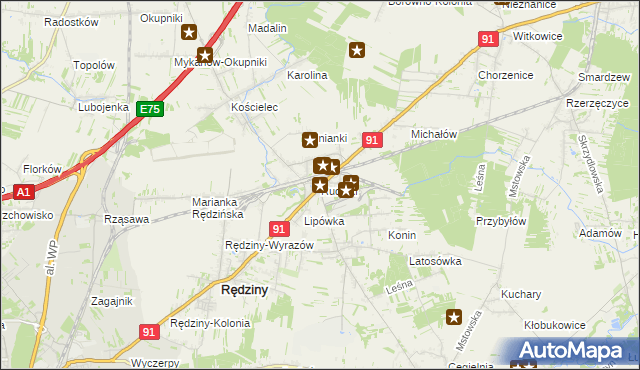 mapa Rudniki gmina Rędziny, Rudniki gmina Rędziny na mapie Targeo