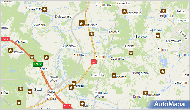 mapa Rudno gmina Kołbiel, Rudno gmina Kołbiel na mapie Targeo