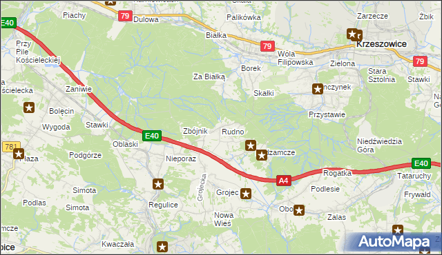 mapa Rudno gmina Krzeszowice, Rudno gmina Krzeszowice na mapie Targeo