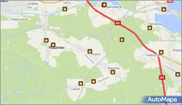 mapa Rudno gmina Rudziniec, Rudno gmina Rudziniec na mapie Targeo