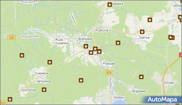 mapa Rudy gmina Kuźnia Raciborska, Rudy gmina Kuźnia Raciborska na mapie Targeo