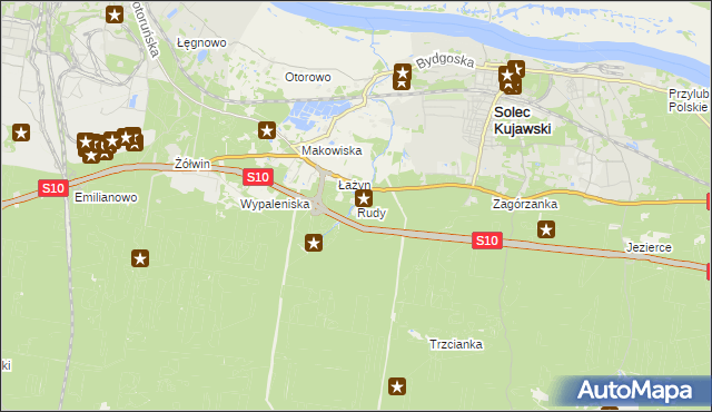 mapa Rudy gmina Solec Kujawski, Rudy gmina Solec Kujawski na mapie Targeo