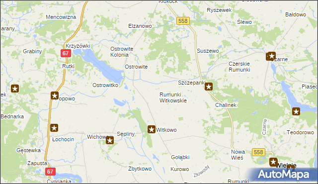 mapa Rumunki Witkowskie, Rumunki Witkowskie na mapie Targeo