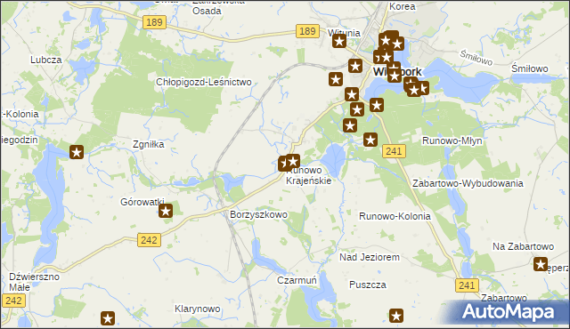 mapa Runowo Krajeńskie, Runowo Krajeńskie na mapie Targeo