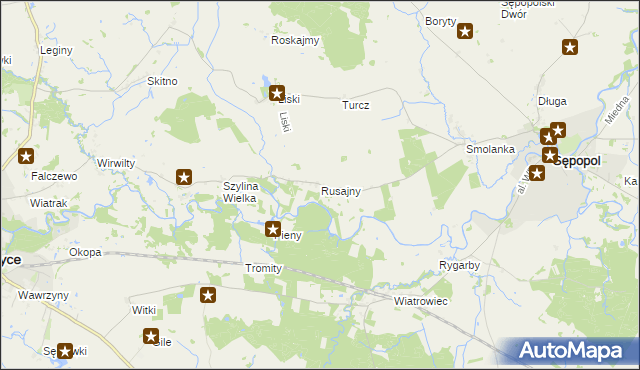 mapa Rusajny, Rusajny na mapie Targeo