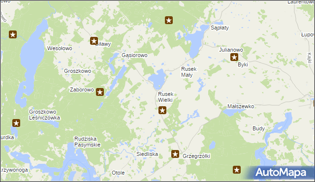 mapa Rusek Wielki, Rusek Wielki na mapie Targeo