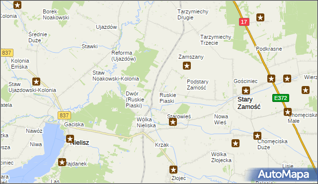 mapa Ruskie Piaski, Ruskie Piaski na mapie Targeo