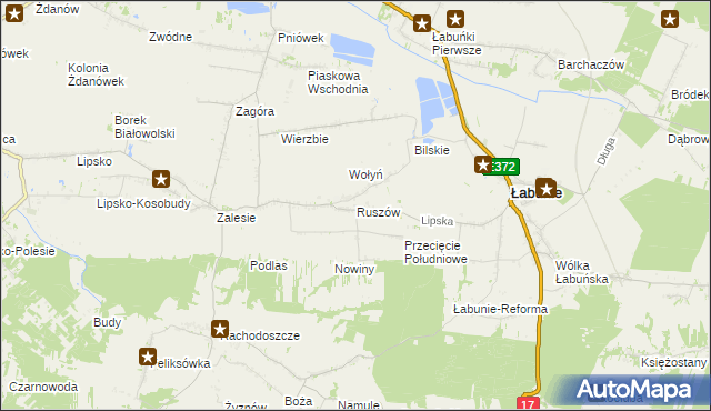 mapa Ruszów gmina Łabunie, Ruszów gmina Łabunie na mapie Targeo