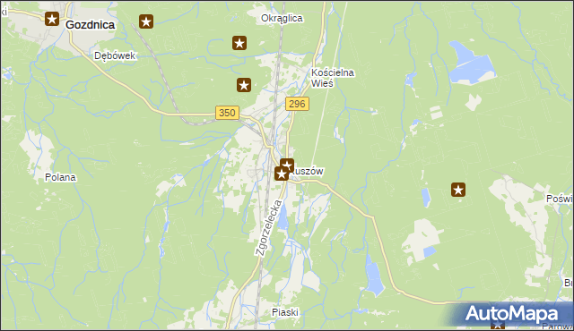 mapa Ruszów gmina Węgliniec, Ruszów gmina Węgliniec na mapie Targeo