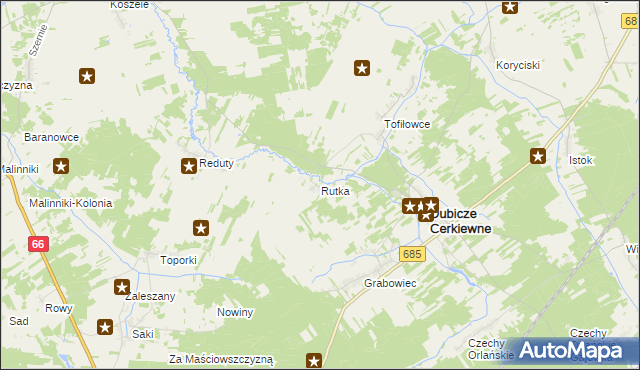 mapa Rutka gmina Dubicze Cerkiewne, Rutka gmina Dubicze Cerkiewne na mapie Targeo