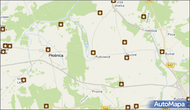 mapa Rutkowice gmina Płośnica, Rutkowice gmina Płośnica na mapie Targeo