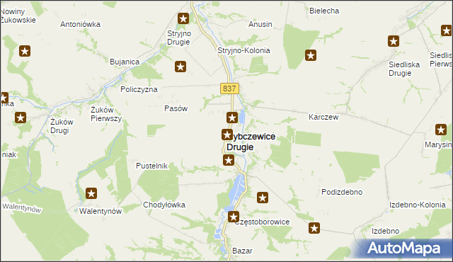 mapa Rybczewice Drugie, Rybczewice Drugie na mapie Targeo