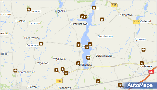 mapa Rybitwy gmina Łubowo, Rybitwy gmina Łubowo na mapie Targeo