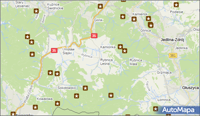 mapa Rybnica Leśna, Rybnica Leśna na mapie Targeo