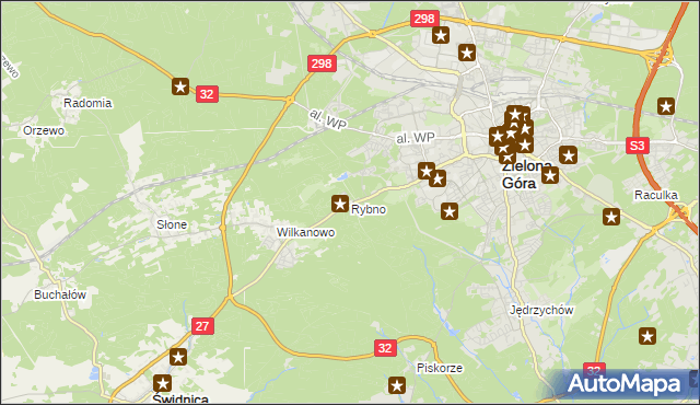 mapa Rybno gmina Świdnica, Rybno gmina Świdnica na mapie Targeo