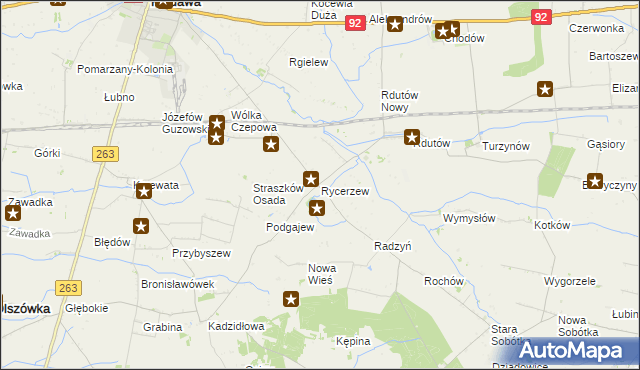 mapa Rycerzew, Rycerzew na mapie Targeo