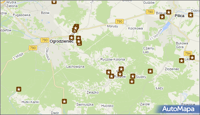 mapa Ryczów-Kolonia, Ryczów-Kolonia na mapie Targeo