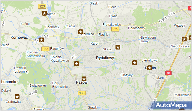 mapa Rydułtowy, Rydułtowy na mapie Targeo