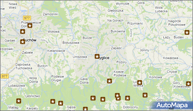 mapa Ryglice, Ryglice na mapie Targeo