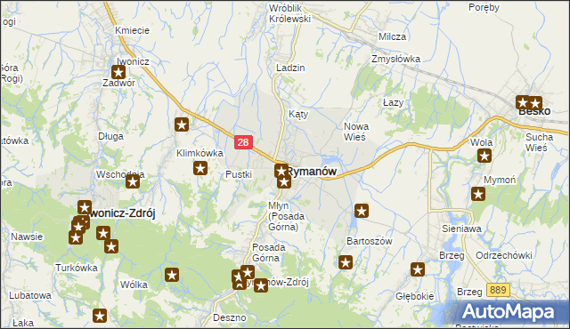 mapa Rymanów, Rymanów na mapie Targeo