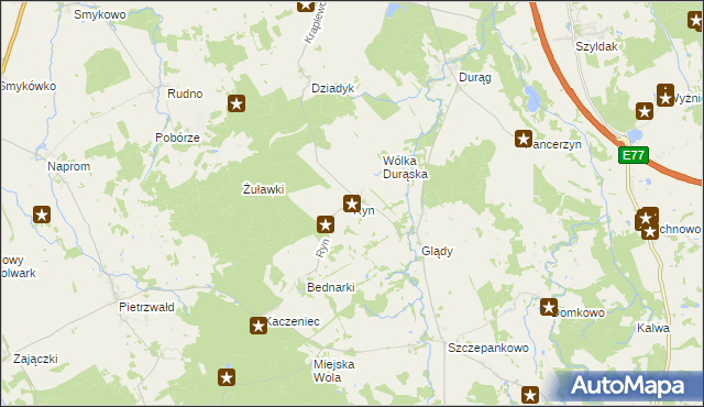 mapa Ryn gmina Ostróda, Ryn gmina Ostróda na mapie Targeo