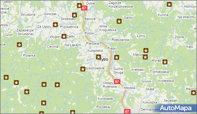 mapa Rytro, Rytro na mapie Targeo