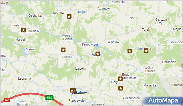 mapa Rządza gmina Jakubów, Rządza gmina Jakubów na mapie Targeo