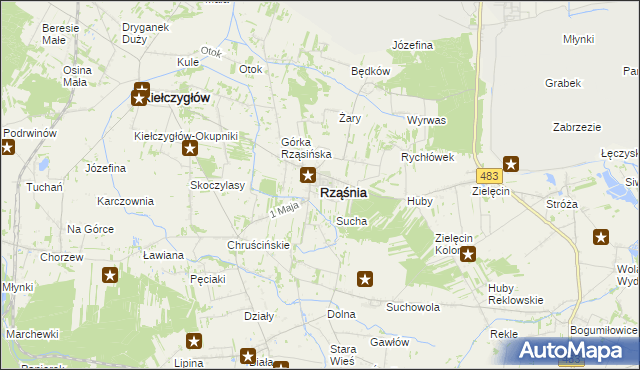 mapa Rząśnia, Rząśnia na mapie Targeo