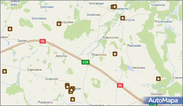 mapa Rzechcino, Rzechcino na mapie Targeo