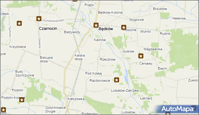 mapa Rzeczków gmina Będków, Rzeczków gmina Będków na mapie Targeo