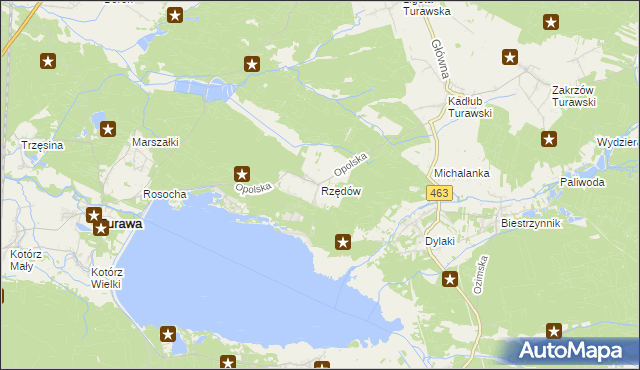 mapa Rzędów gmina Turawa, Rzędów gmina Turawa na mapie Targeo