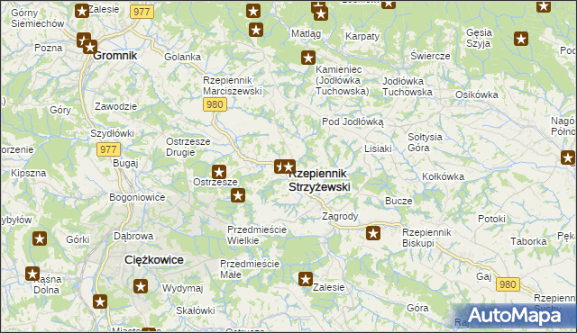 mapa Rzepiennik Strzyżewski, Rzepiennik Strzyżewski na mapie Targeo