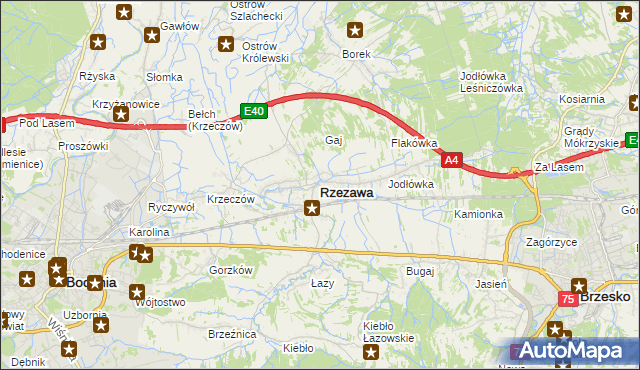 mapa Rzezawa, Rzezawa na mapie Targeo