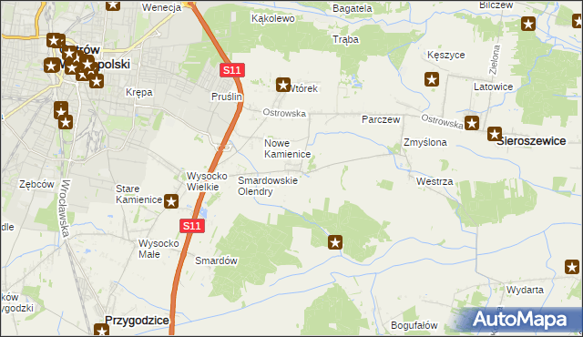 mapa Sadowie gmina Ostrów Wielkopolski, Sadowie gmina Ostrów Wielkopolski na mapie Targeo