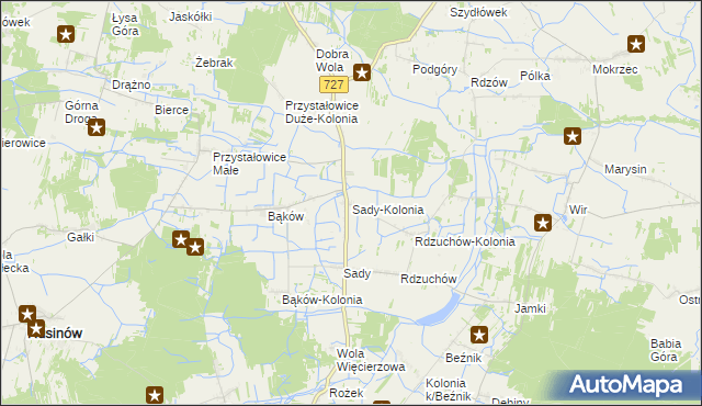 mapa Sady-Kolonia, Sady-Kolonia na mapie Targeo