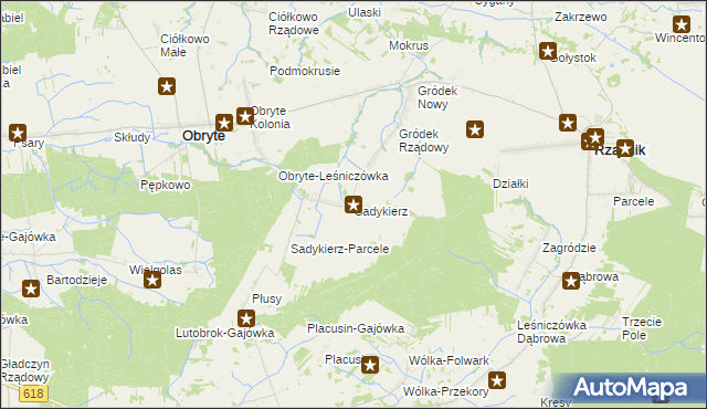 mapa Sadykierz gmina Obryte, Sadykierz gmina Obryte na mapie Targeo