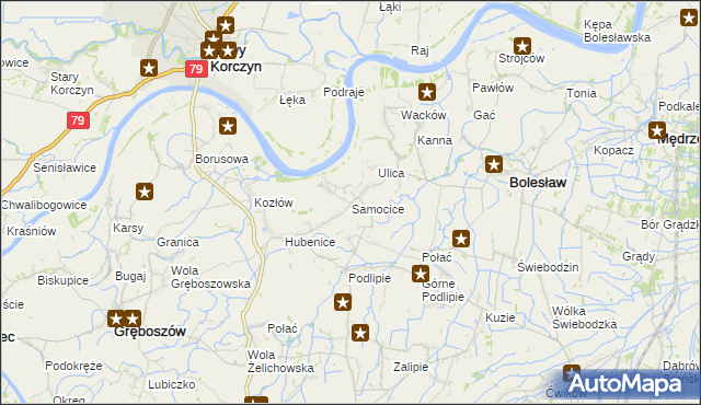 mapa Samocice, Samocice na mapie Targeo