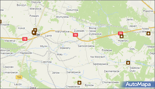 mapa Samostrzałów, Samostrzałów na mapie Targeo