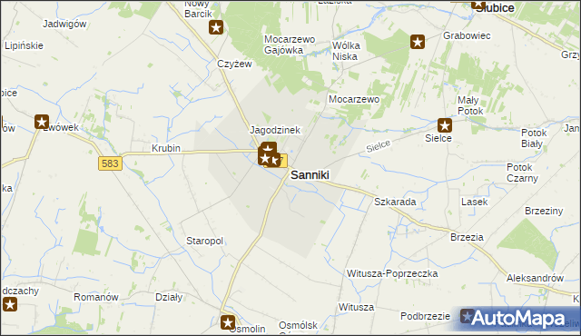 mapa Sanniki powiat gostyniński, Sanniki powiat gostyniński na mapie Targeo